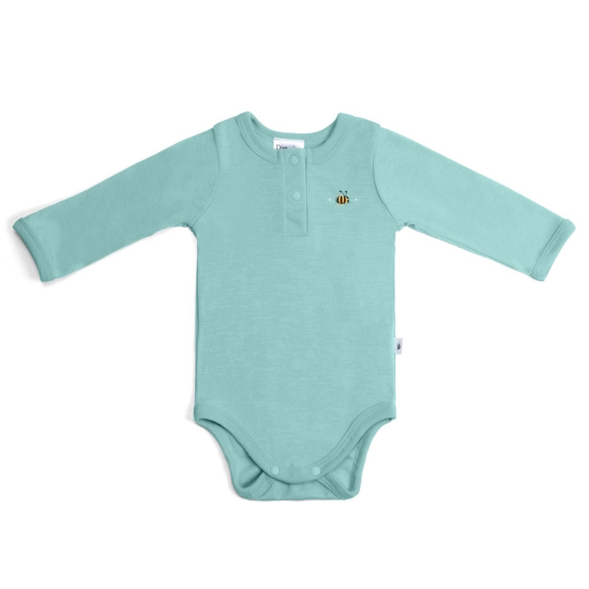 Dimples Merino Wool Striped Baby Bodysuit Teal Wools of Wanaka