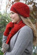 Load image into Gallery viewer, Lothlorian - Cable Beanie with Fur Pompom in Merino Wool and Possum Fur