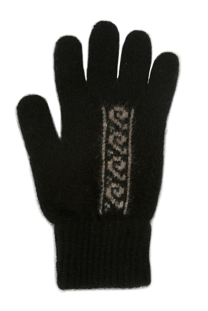 Black/Natural Merino Wool & Possum Fur Gloves