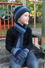 Load image into Gallery viewer, Lothlorian - Child&#39;s Stripe Rib Scarf in Merino Wool and Possum Fur