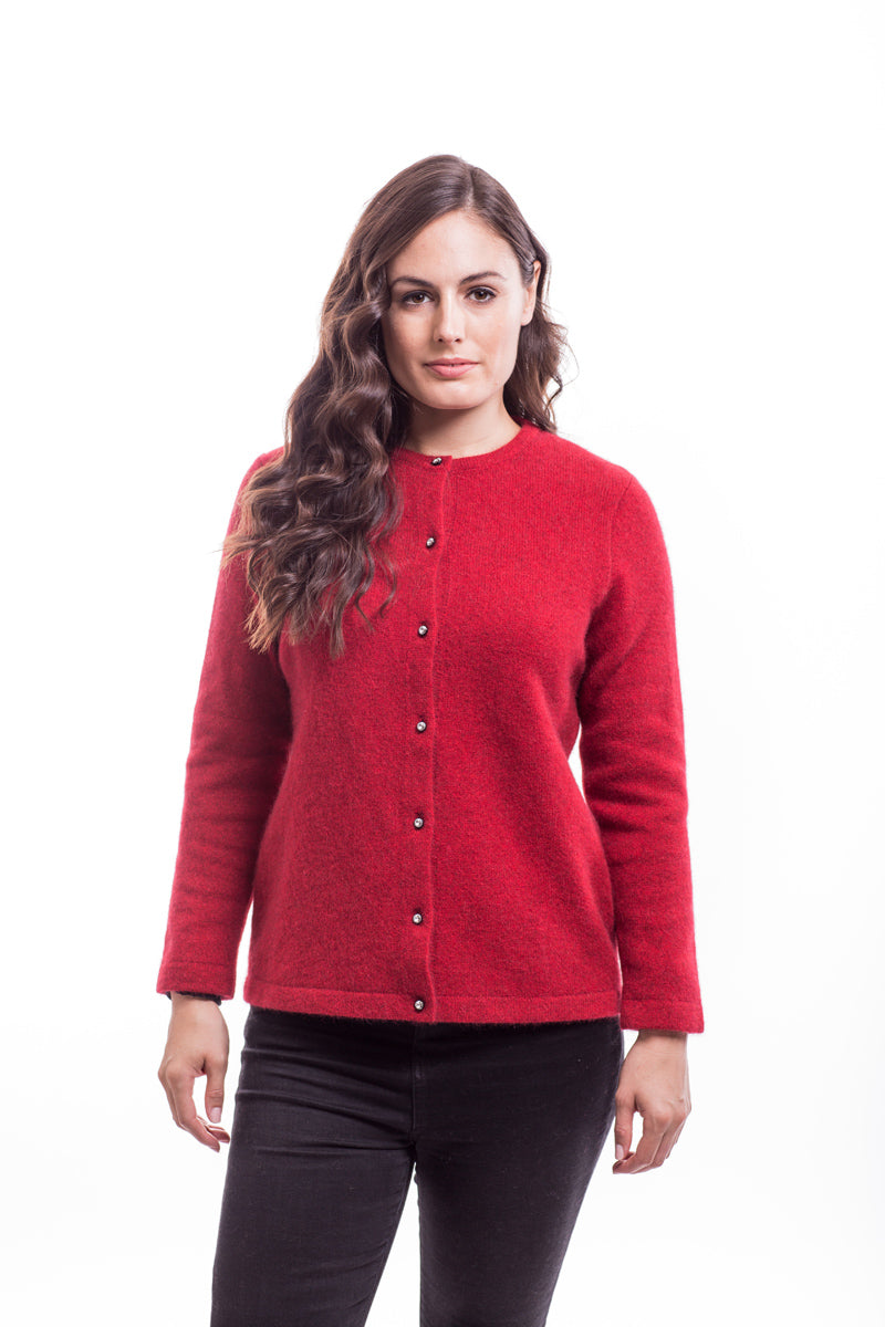McDonald Cardigan with Swarovski Crystal Buttons in Merino Wool and Wools of Wanaka