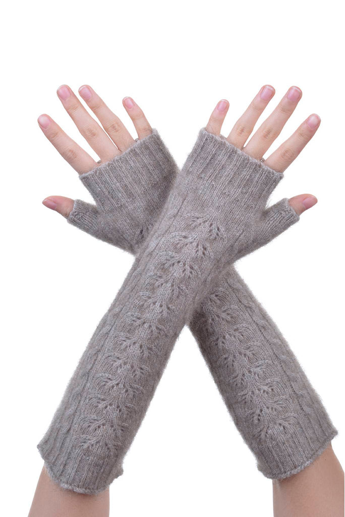 Fingerless Gloves in Mocha,  Possum Fur & Merino Wool Knitwear