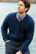 Load image into Gallery viewer, Noble Wilde - Oxford V Sweater in Merino Wool &amp; Possum Fur in Maritime