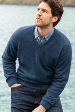 Load image into Gallery viewer, Noble Wilde - Oxford V Sweater in Merino Wool &amp; Possum Fur - Neptune