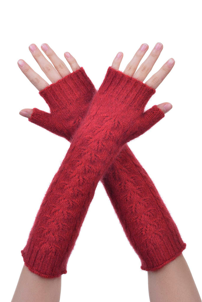 Fingerless Gloves in Red, 100% New Zealand Made Possum Fur & Merino Wool Knitwear