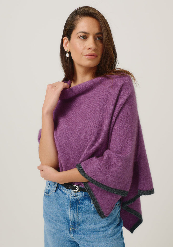 Merinomink Two Tone Poncho in Merino Wool and Possum Fur