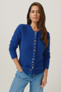 Merinomink Shell Button Cardigan in Dusty Blue