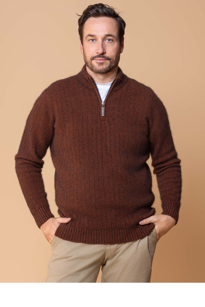 Noble Wilde Sefton Sweater in Merino Wool & Possum Fur - Rimu