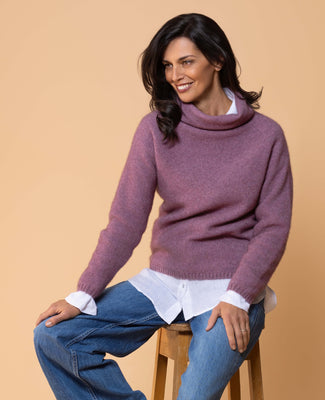 Noble Wilde Moss Stitch Cowl Sweater in Merino Wool and Possum Fur