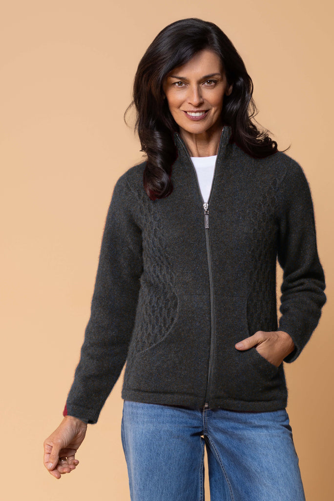 Noble Wilde - Honeycomb Jacket in Merino Wool and Possum Fur