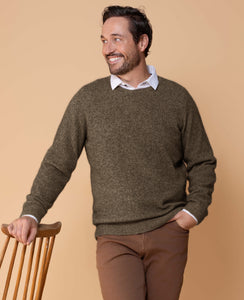 Noble Wilde Crew Sweater in Merino Wool & Possum Fur - Kauri