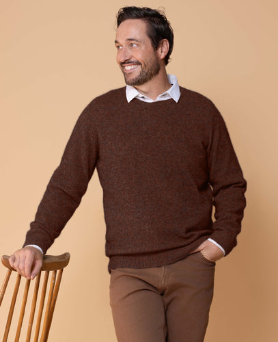 Noble Wilde Crew Sweater in Merino Wool & Possum Fur - Rimu