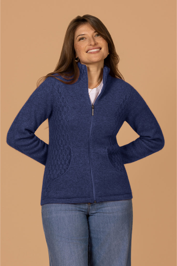 Noble Wilde - Honeycomb Jacket in Merino Wool and Possum Fur