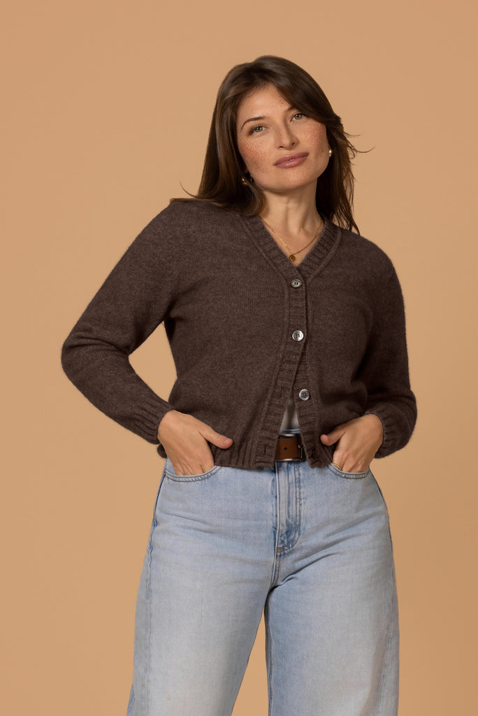 Noble Wilde Ember Cardigan in Merino Wool and Possum Fur