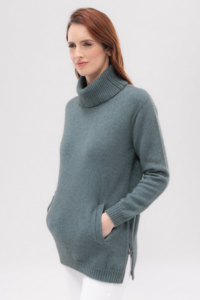 Merino Mink Zip Tunic Sweater