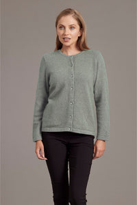 McDonald Cardigan with Swarovski Crystal Buttons in Merino Wool and Possum Fur