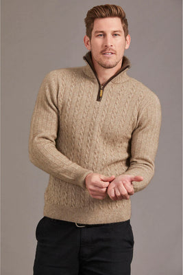 McDonald - Cable Jersey,  Mocha with Bark Trim