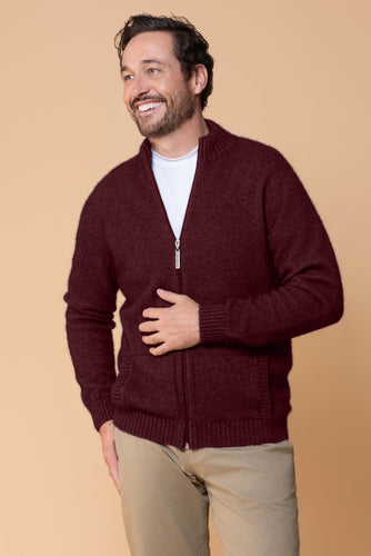 Noble Wilde - Bristol Jacket in Merino Wool and Possum Fur, in Port