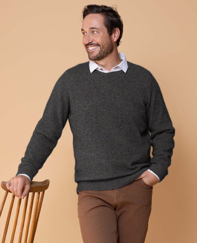 Noble Wilde Crew Sweater in Merino Wool & Possum Fur - Moraine