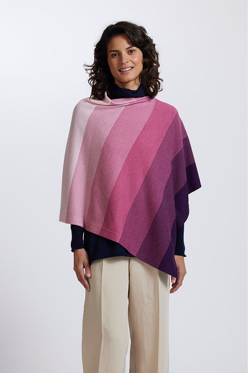 Royal Merino Graduated Stripe Poncho in Carnation – Wools of Wanaka