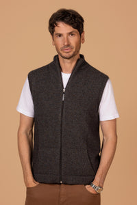 Noble Wilde - Gilet Vest in Merino Wool and Possum Fur in Moraine
