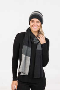 Native World Travel Scarf Charcoal Stripe