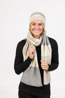 Native World Travel Beanie Natural Stripe