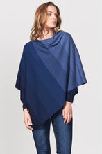 Load image into Gallery viewer, Graduated Stripe Poncho in Navy, New Zealand made Merino Wool knitwear