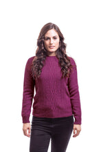 Load image into Gallery viewer, Crew Neck Jersey in Berry, 100% New Zealand Made Merino Wool &amp; Possum Fur Knitwear