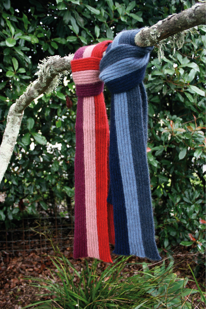 Lothlorian - Child's Stripe Rib Scarf in Merino Wool and Possum Fur