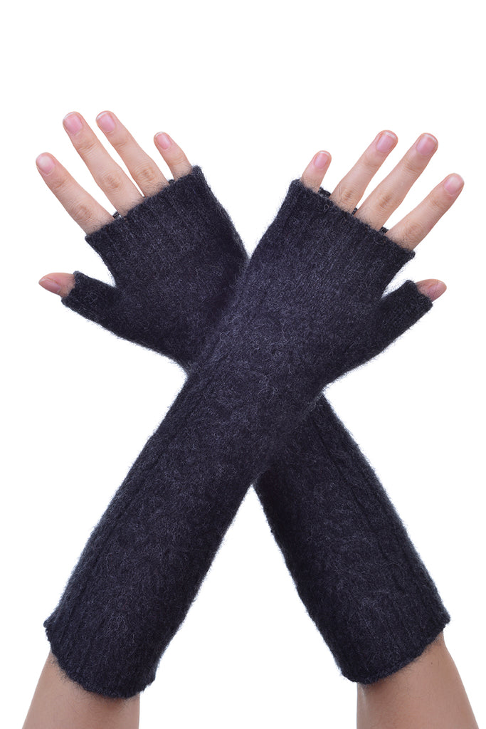 Fingerless gloves in Charcoal, 100% New Zealand Made Possum Fur & Merino Wool Knitwear