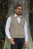 Lothlorian Rib Button Vest in Merino Wool and Possum Fur