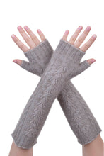 Load image into Gallery viewer, Fingerless Gloves in Mocha,  Possum Fur &amp; Merino Wool Knitwear