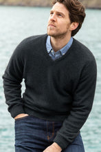Load image into Gallery viewer, Noble Wilde - Oxford V Sweater in Merino Wool &amp; Possum Fur - Charcoal