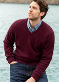 Noble Wilde - Oxford V Sweater in Merino Wool & Possum Fur in Port