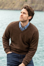 Load image into Gallery viewer, Noble Wilde - Oxford V Sweater in Merino Wool &amp; Possum Fur in Tobago