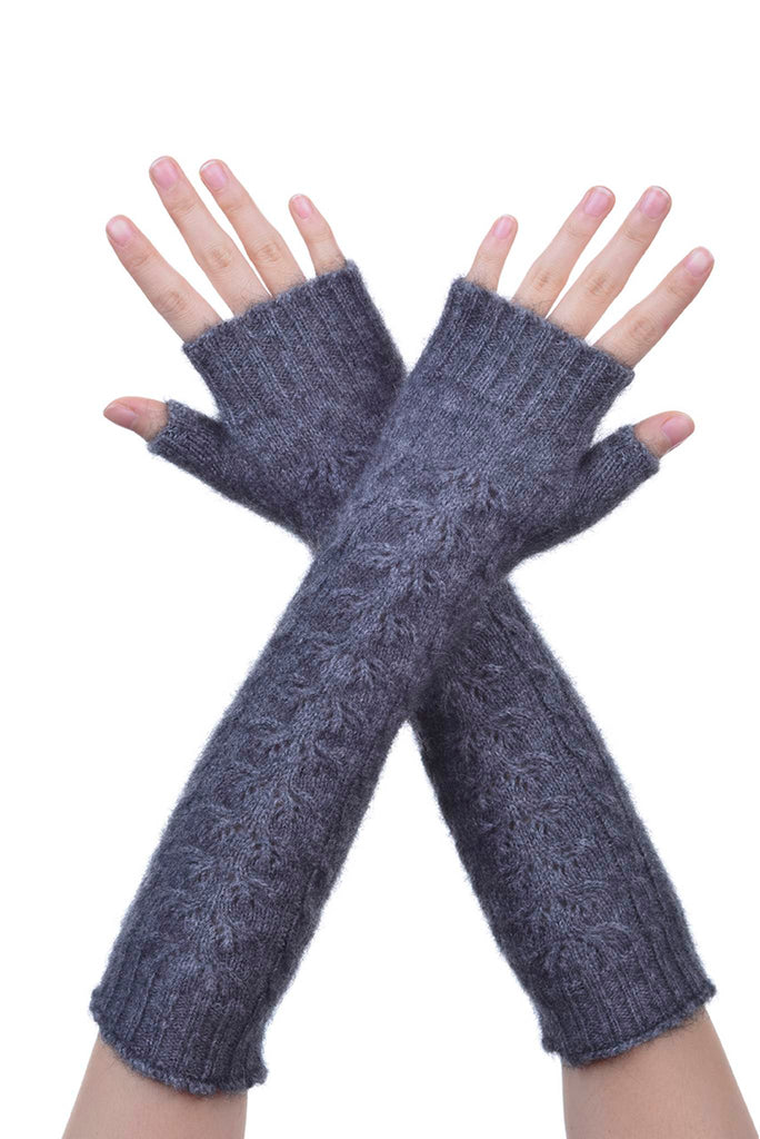 Fingerless Gloves in Pewter, 100% New Zealand Made Possum Fur & Merino Wool Knitwear