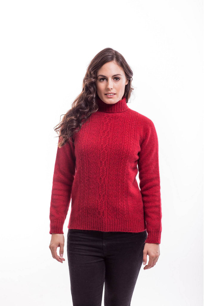 Sweater in Red, 100% New Zealand Made Merino Wool & Possum Fur Knitwear